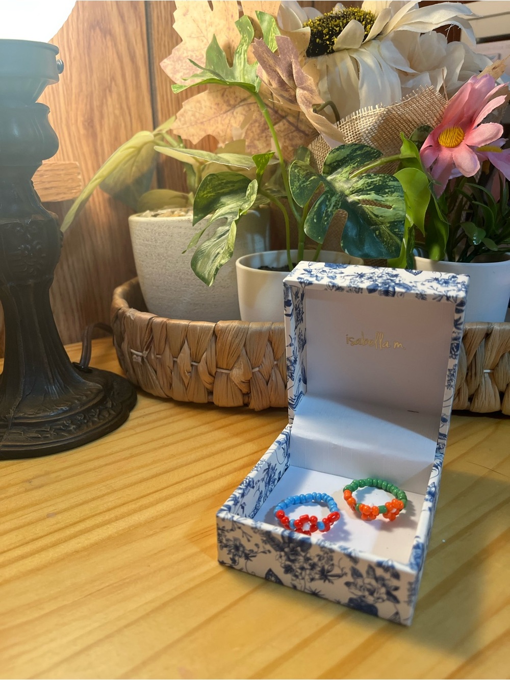 beaded flower rings